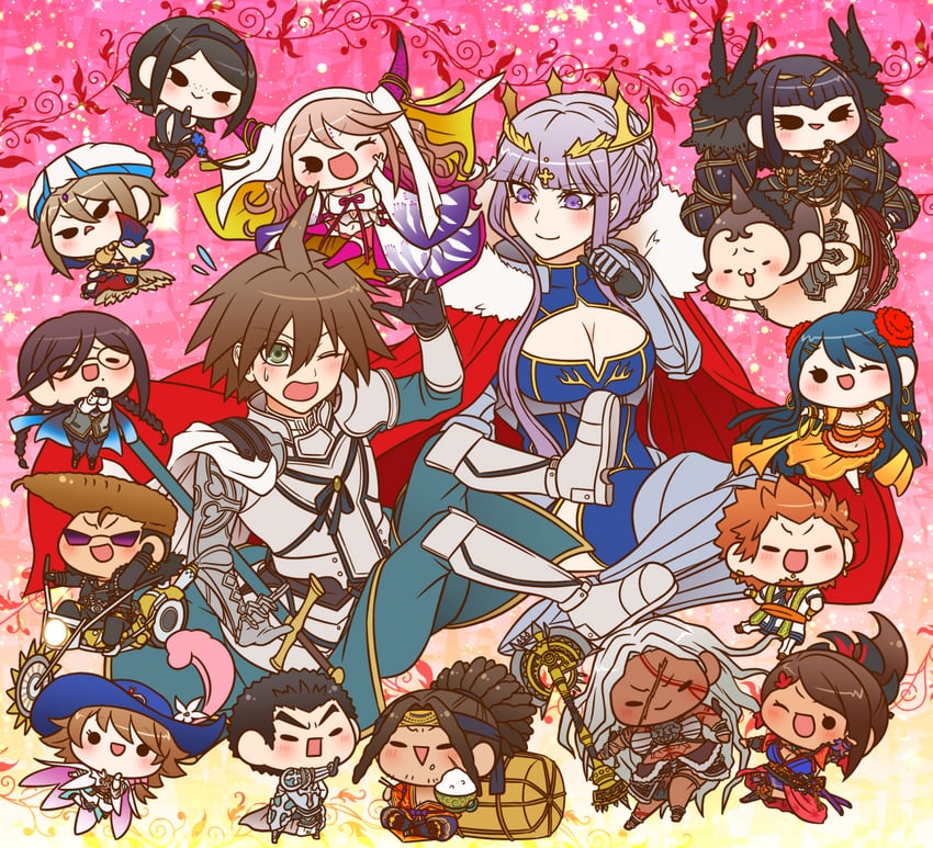artoria pendragon, miyamoto musashi, kirigiri kyoko, enoshima junko, sessyoin kiara, and 28 more (fate and 3 more) drawn by yumaru_(marumarumaru)