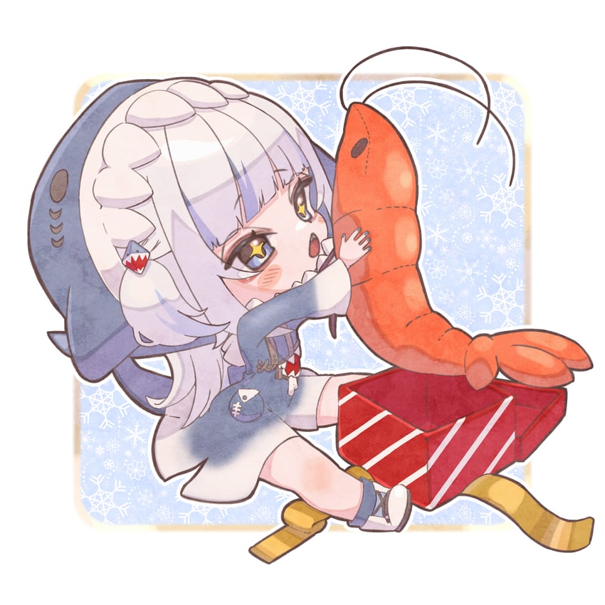 gawr gura and ebi-chan (hololive and 1 more) drawn by kyuushoku_touban