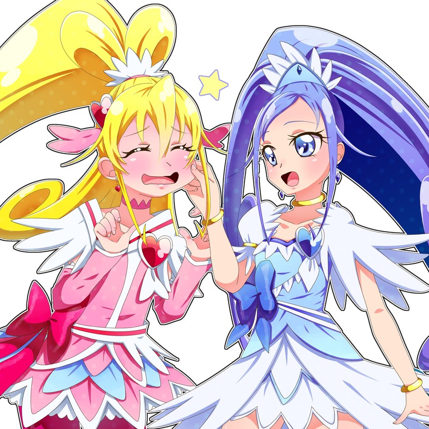 hishikawa rikka, aida mana, cure heart, and cure diamond (precure and 1 more) drawn by yupiteru