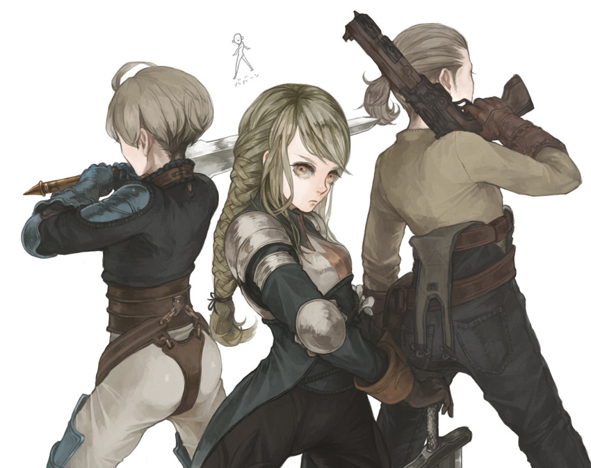 agrias oaks, ramza beoulve, and mustadio bunansa (final fantasy and 1 more) drawn by pr_(puru)
