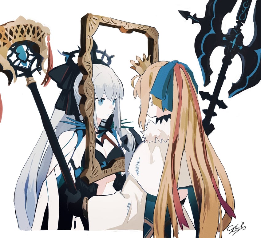 artoria pendragon, morgan le fay, and artoria caster (fate and 1 more) drawn by sost_fgo