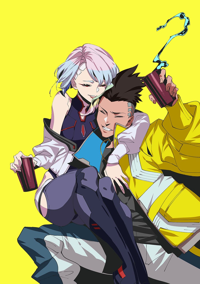 lucy and david martinez (cyberpunk and 1 more) drawn by watermother2004