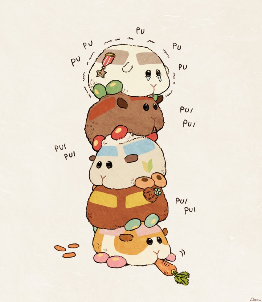 potato, shiromo, abbey, teddy, and choco (pui pui molcar) drawn by west_(west24_draw)