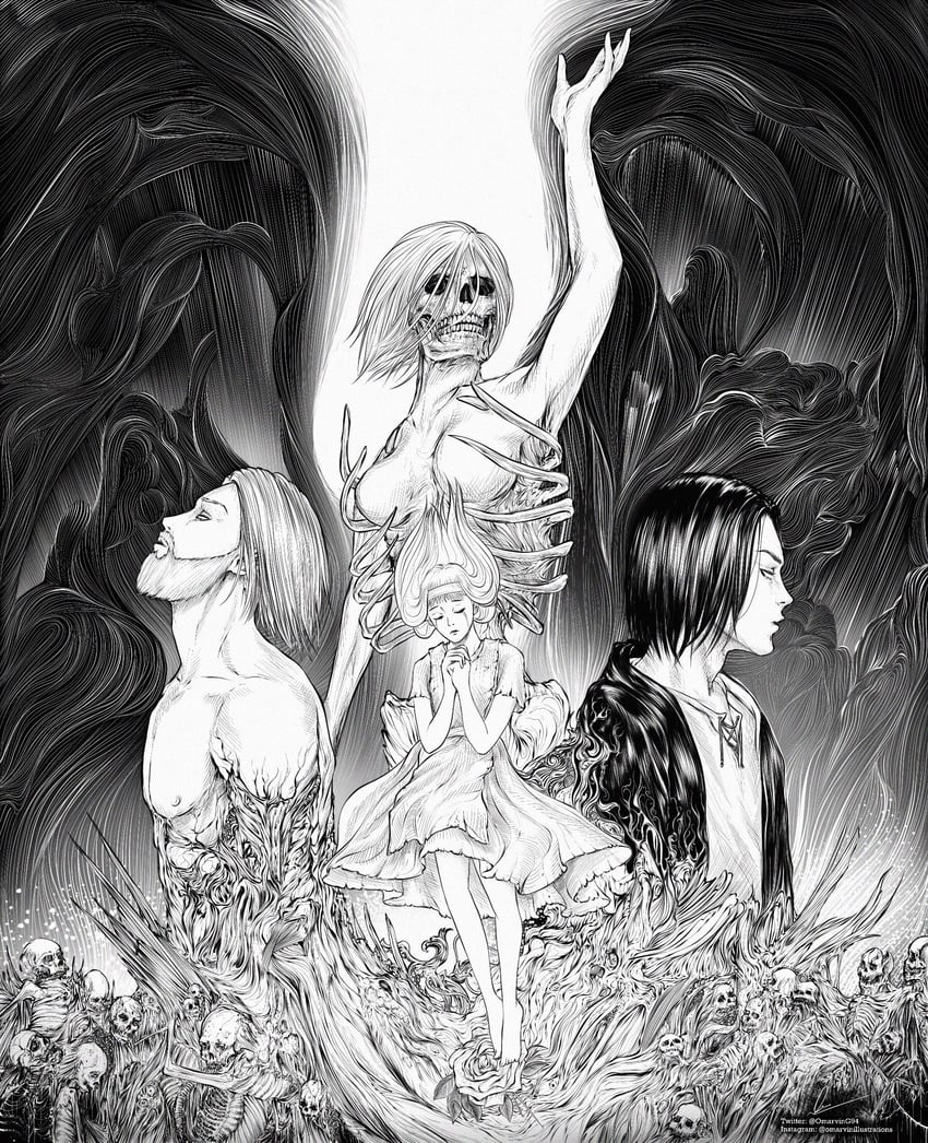 eren yeager, titan, rogue titan, zeke yeager, and ymir fritz (shingeki no kyojin) drawn by marvin_(omarvin)