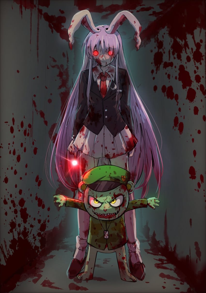 reisen udongein inaba, flippy, and fliqpy (touhou and 1 more) drawn by himuhino