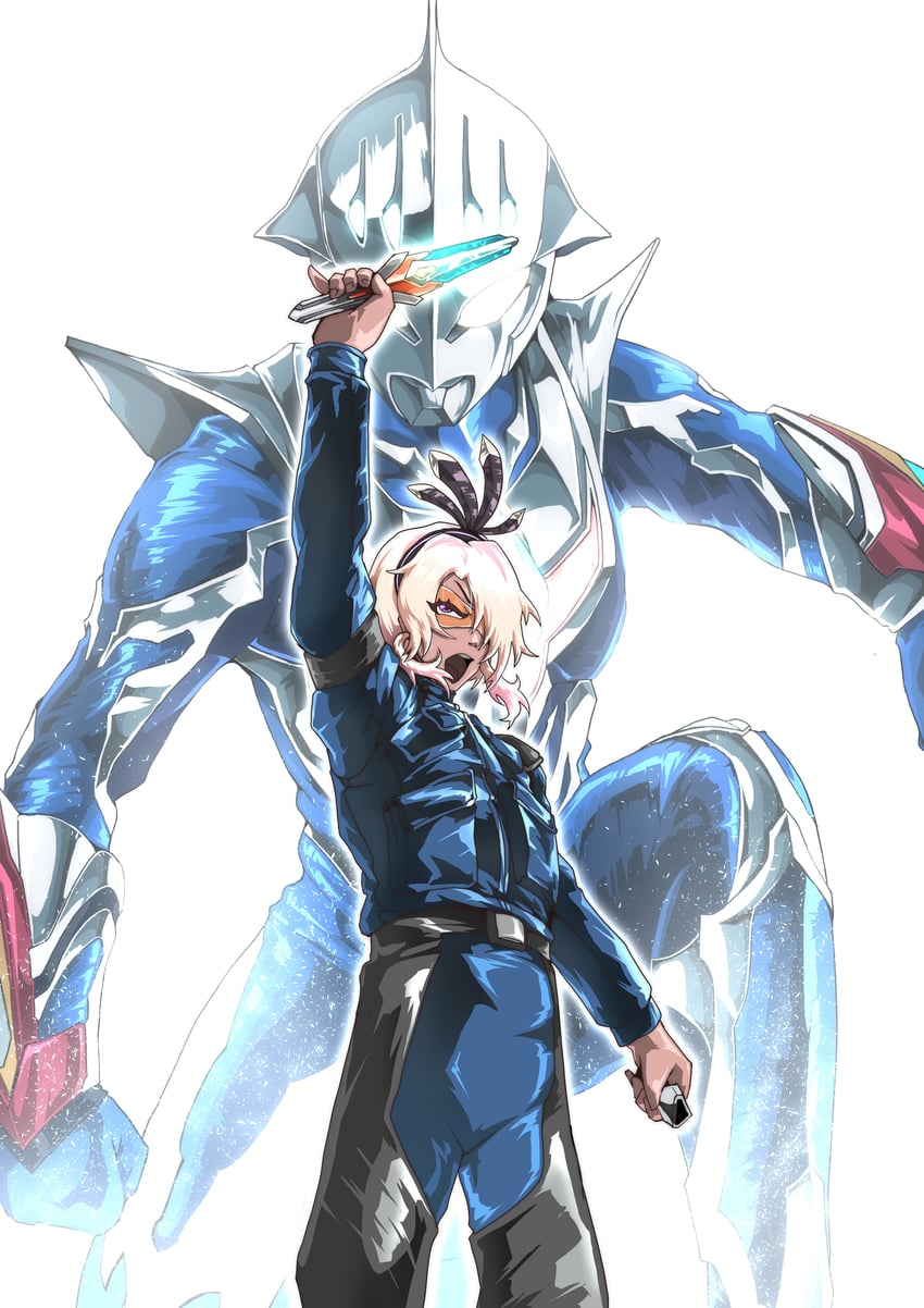ultraman nexus, ultraman nexus junis blue, komon kazuki, and washio shiyo (indie virtual youtuber and 2 more) drawn by tihiro
