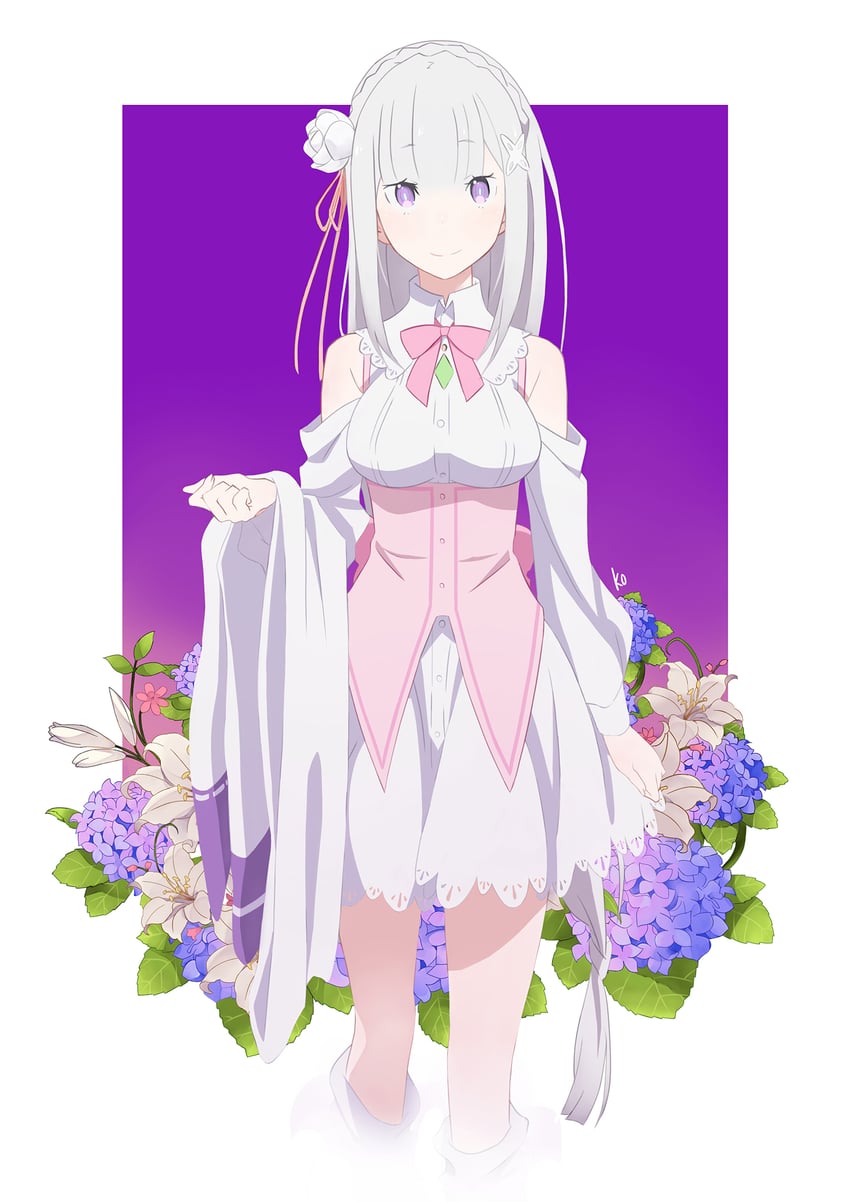 emilia (re:zero kara hajimeru isekai seikatsu) drawn by kym1