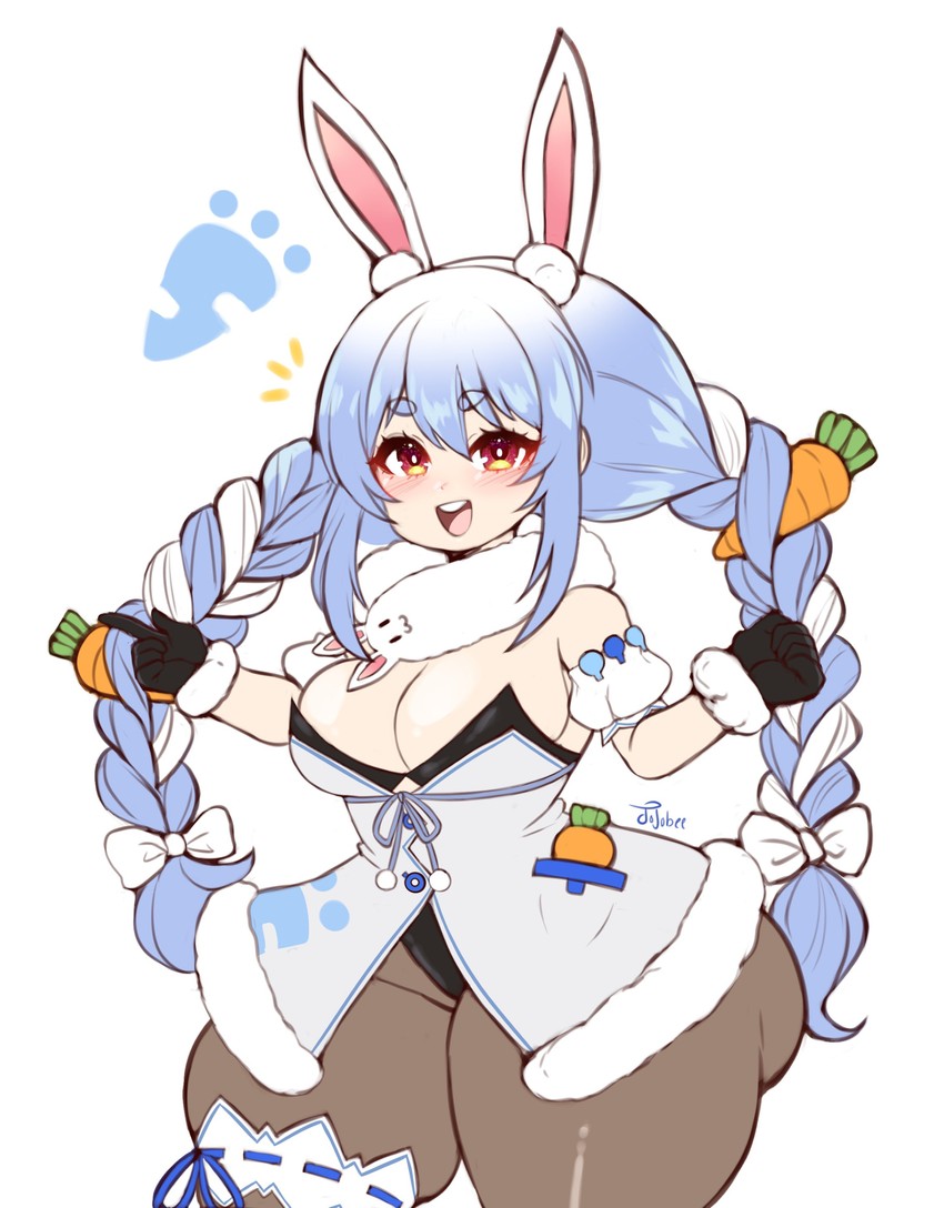 usada pekora and don-chan (hololive) drawn by jojobee