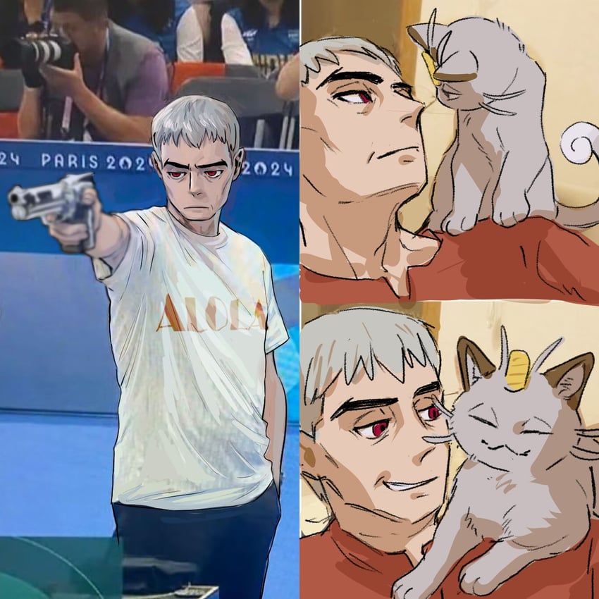 nanu, alolan meowth, and yusuf dikec (pokemon and 3 more) drawn by piao_lao58449