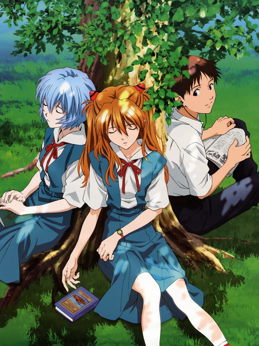 souryuu asuka langley, ayanami rei, and ikari shinji (neon genesis evangelion)