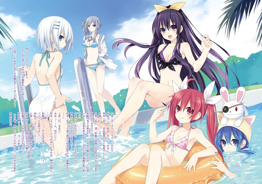 yatogami tohka, tobiichi origami, itsuka kotori, himekawa yoshino, yoshinon, and 1 more (date a live) drawn by tsunako