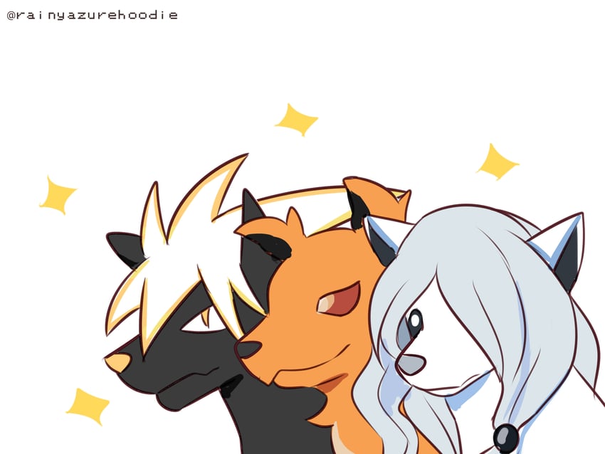 sui, rai, and en (pokemon and 1 more) drawn by rainyazurehoodie