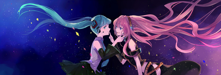 hatsune miku and megurine luka (vocaloid) drawn by nanjou_(sumeragimishiro)