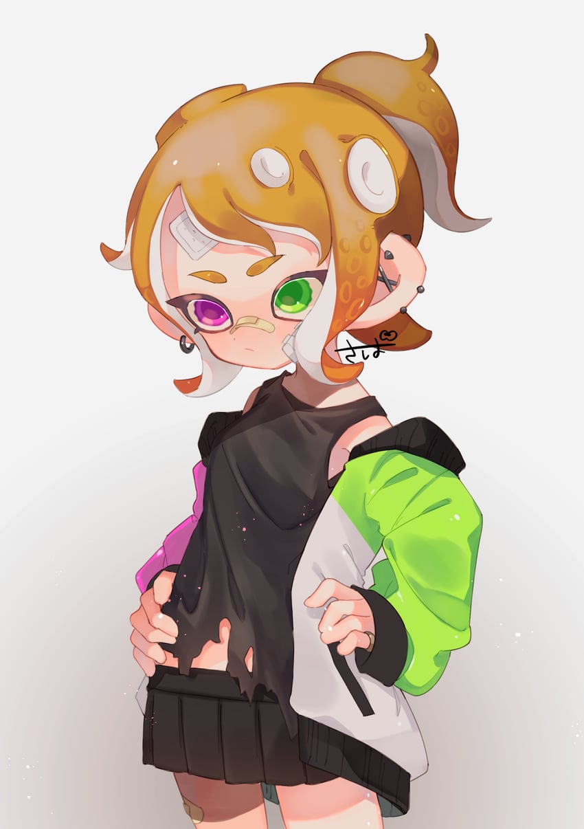 octoling player character and octoling girl (splatoon) drawn by sabata_saba