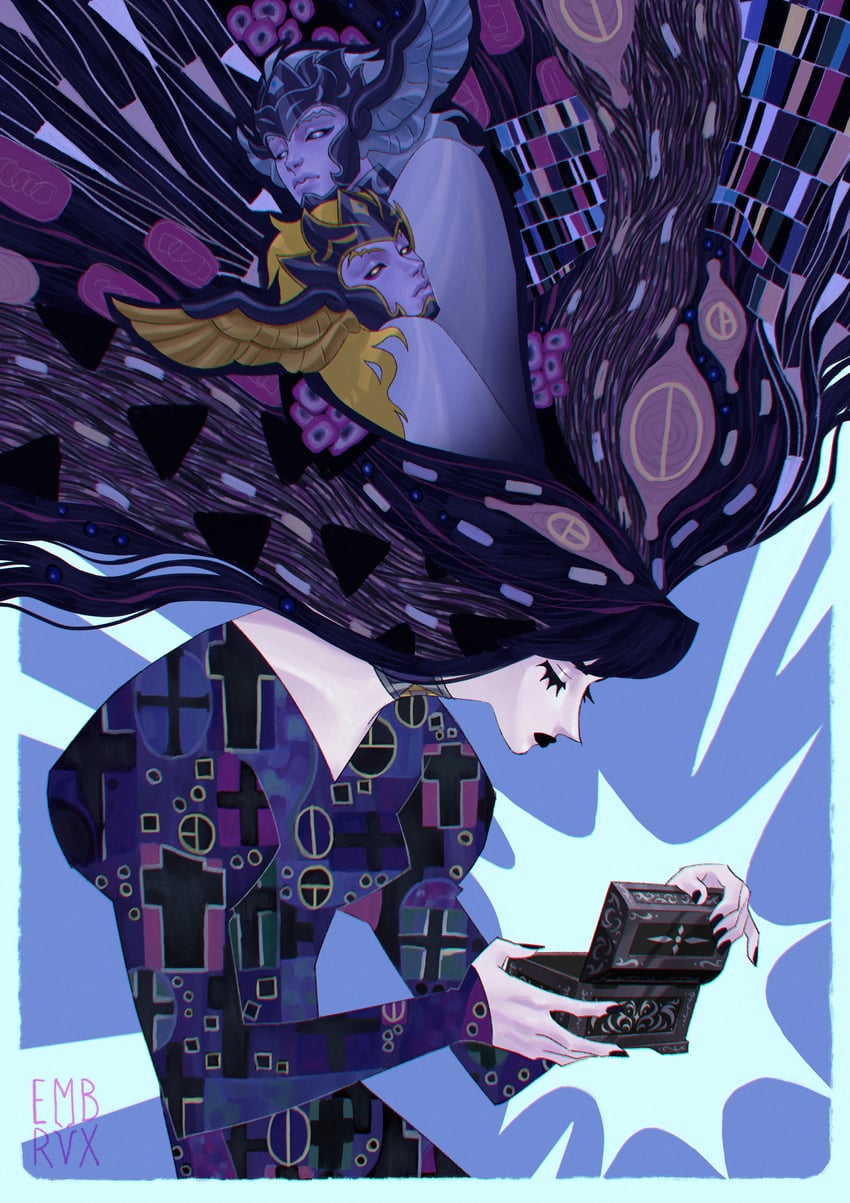 pandora, thanatos, and hypnos (saint seiya) drawn by embrvx