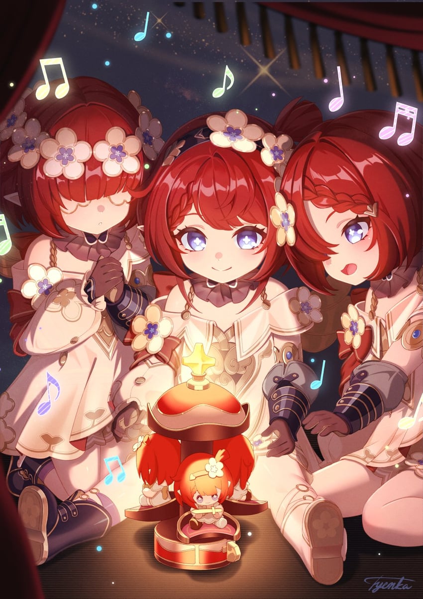 tribbie, trianne, and trinnon (honkai and 1 more) drawn by tyenka7728