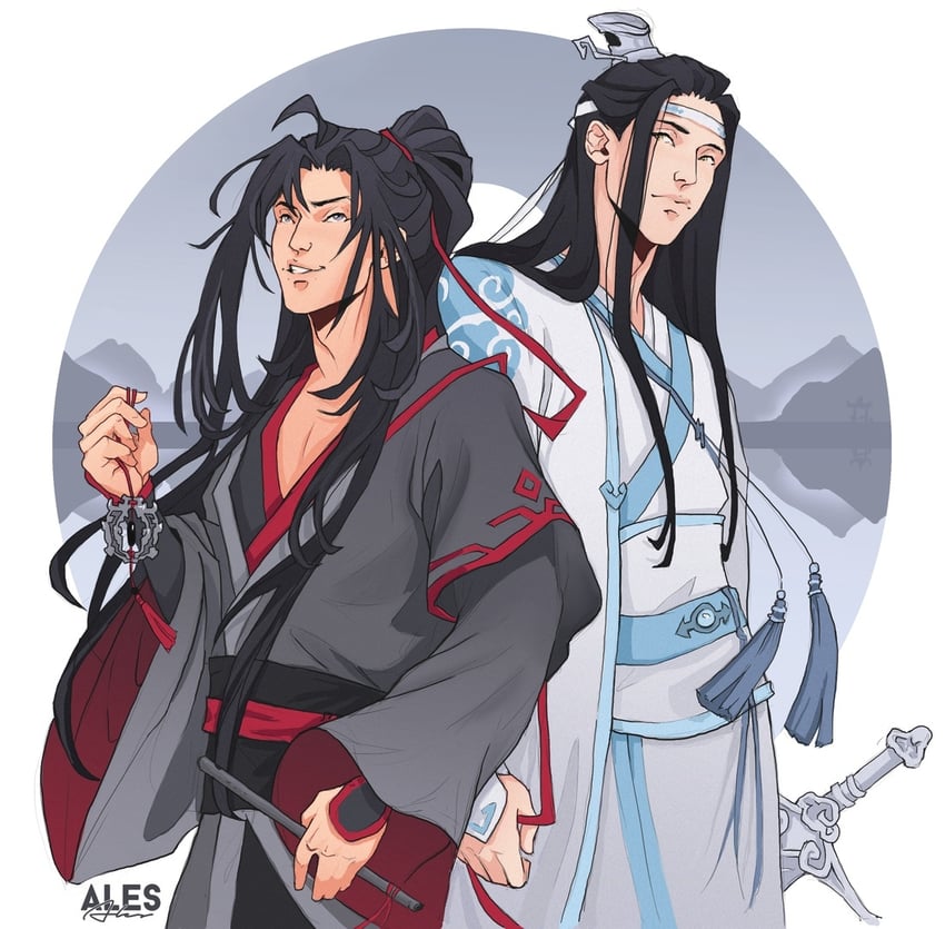 wei wuxian and lan wangji (modao zushi) drawn by ales