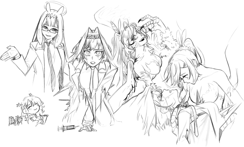 ninomae ina'nis, ouro kronii, nanashi mumei, and ceres fauna (hololive and 1 more) drawn by eus_ing