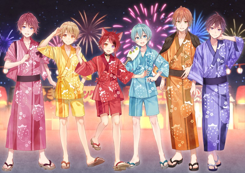 rinu, satomi, root, colon, jel, and 1 more (strawberry prince) drawn by fukahire_(ruinon)
