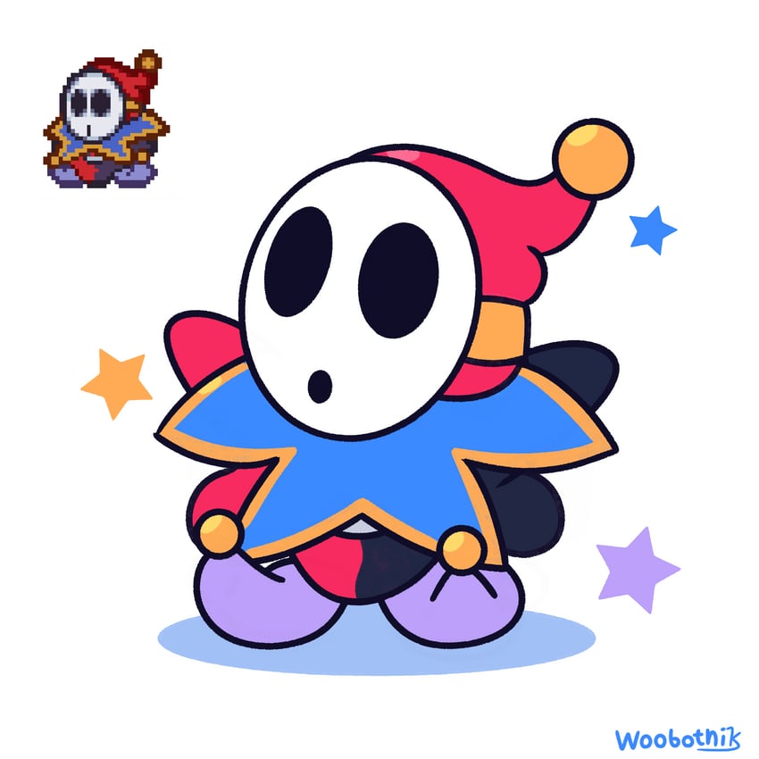 shy guy and groove guy (mario and 2 more) drawn by woobotnik