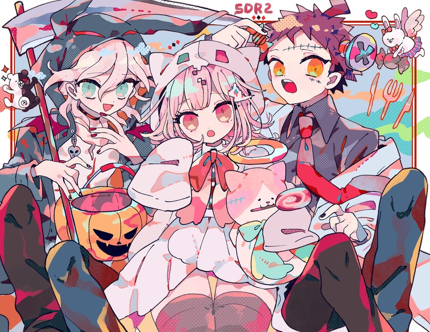nanami chiaki, komaeda nagito, and hinata hajime (danganronpa and 2 more) drawn by osshouri55