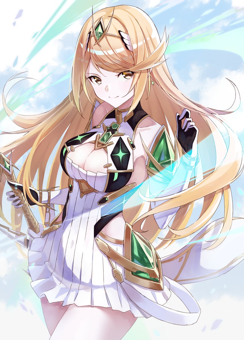 mythra (xenoblade chronicles and 1 more) drawn by .com_(bot_com1)