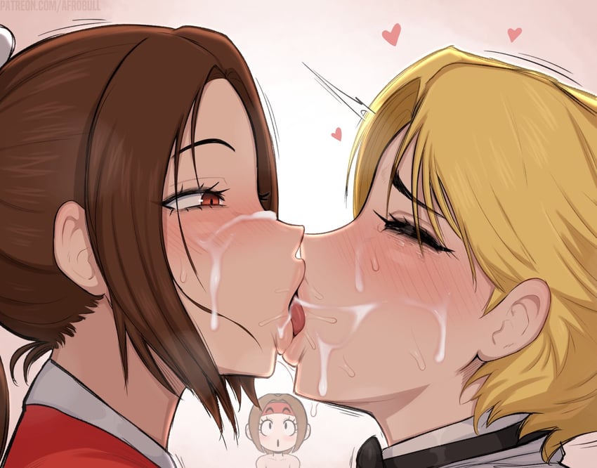 shiranui mai, yuri sakazaki, and king (the king of fighters and 2 more) drawn by afrobull