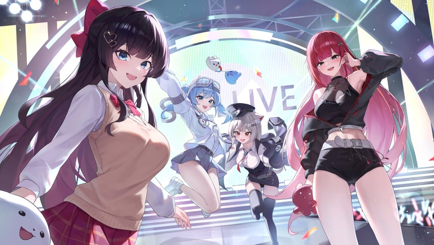 akane lize, shirayuki hina, neneko mashiro, arahashi tabi, pienna, and 3 more (stellive) drawn by sibo