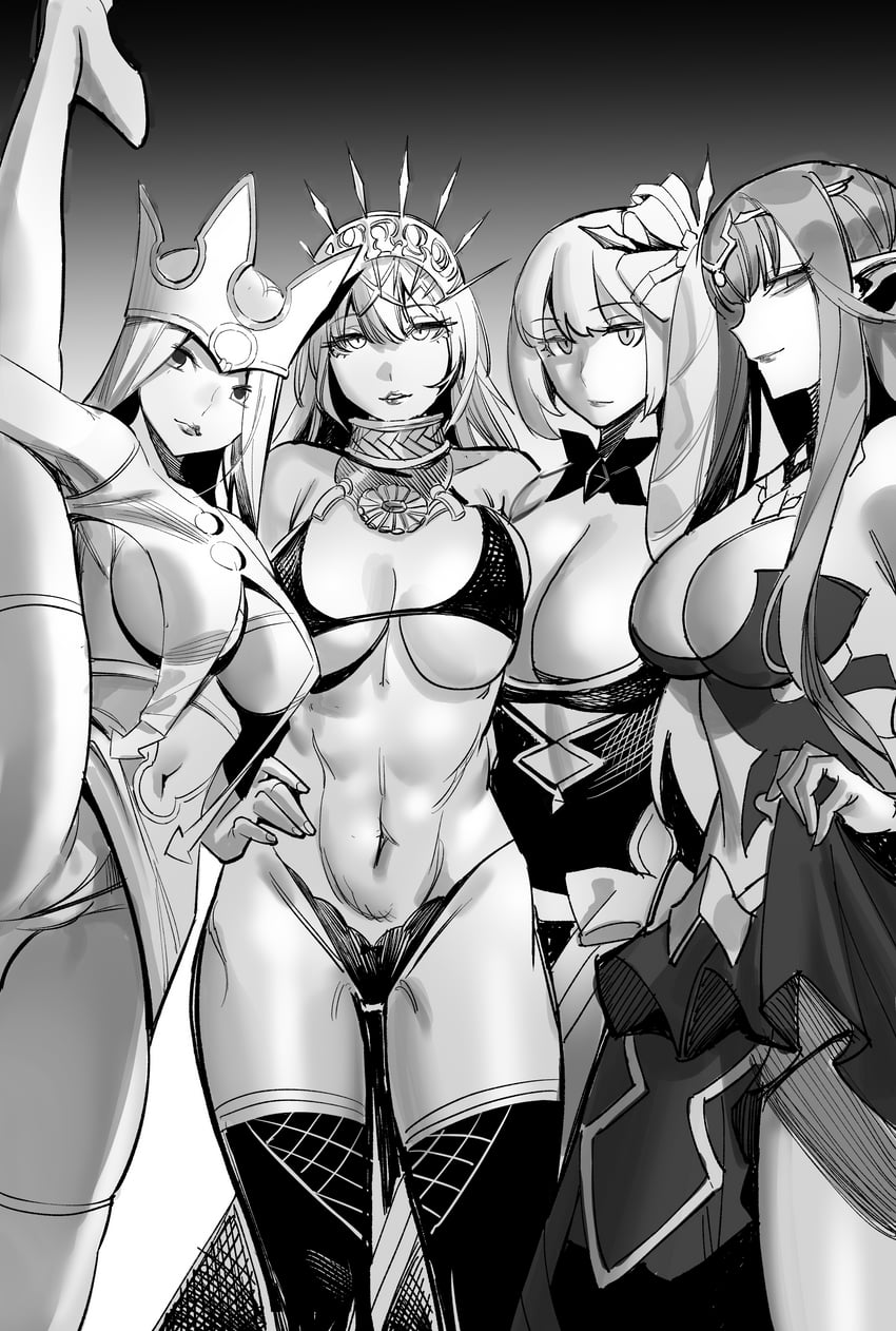 irisviel von einzbern, marie antoinette, semiramis, zenobia, and marie antoinette alter (fate and 1 more) drawn by wtlong_han