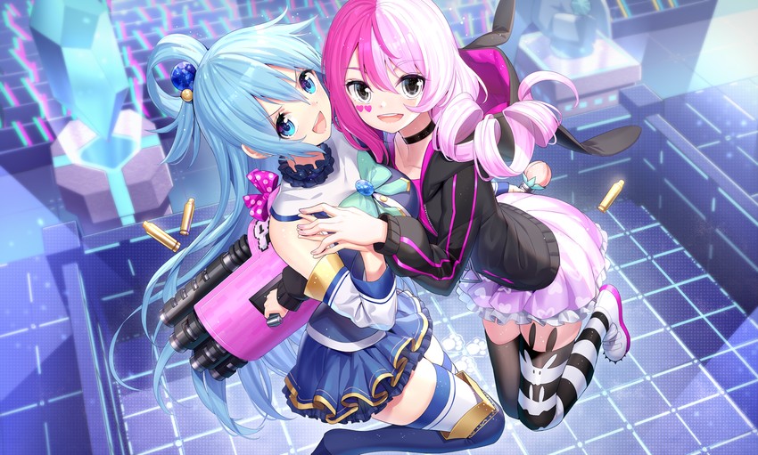 aqua and megumegu (kono subarashii sekai ni shukufuku wo! and 1 more) drawn by ririko_(zhuoyandesailaer)