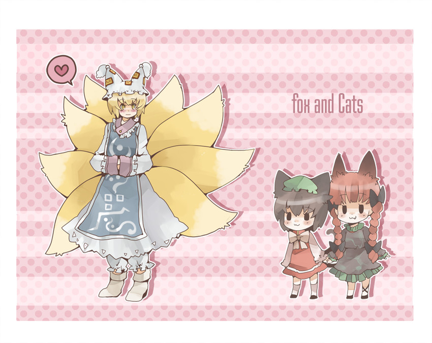 yakumo ran, kaenbyou rin, and chen (touhou) drawn by chachi_(azuzu)