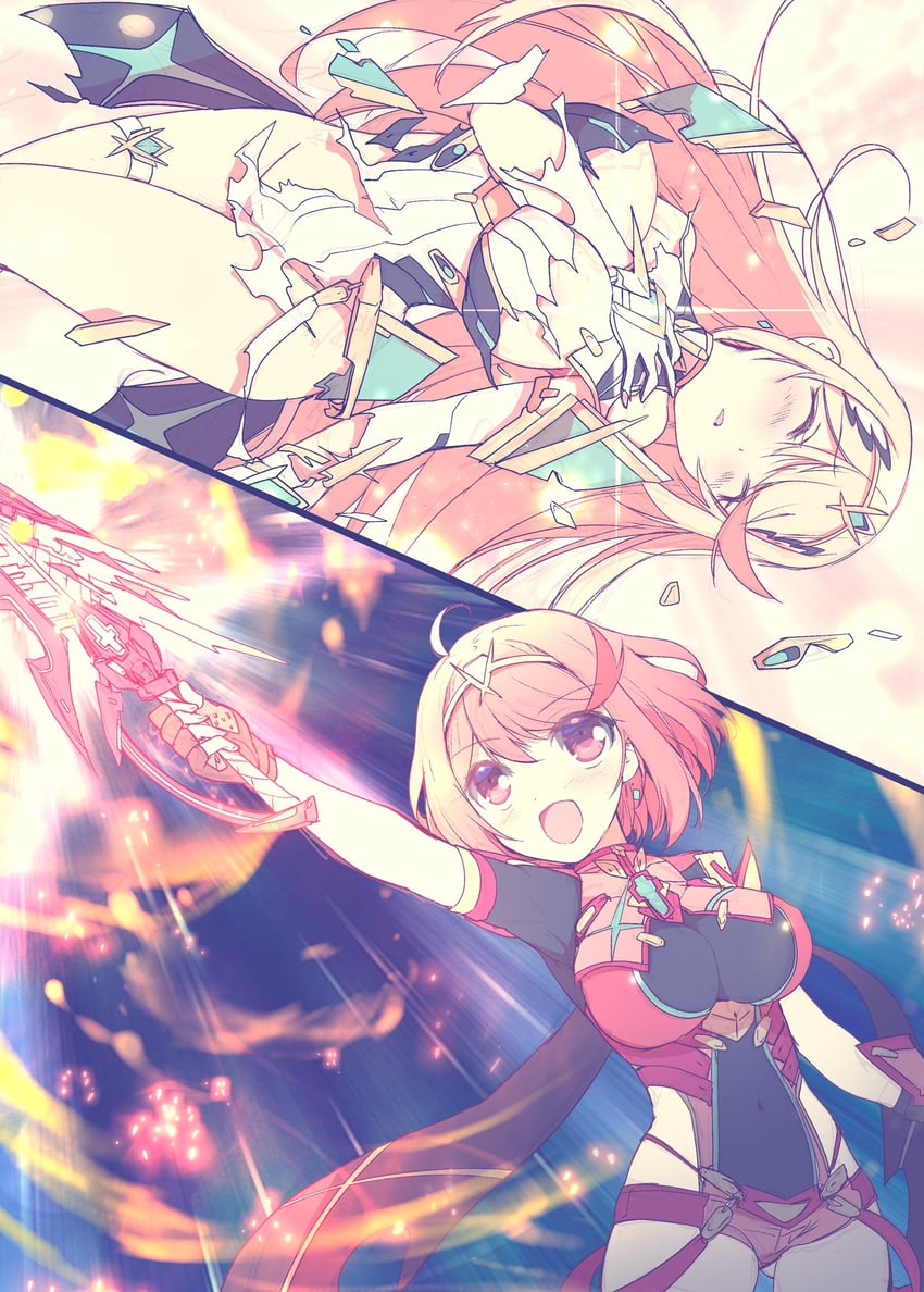 pyra and mythra (xenoblade chronicles and 1 more) drawn by watsuki_ayamo