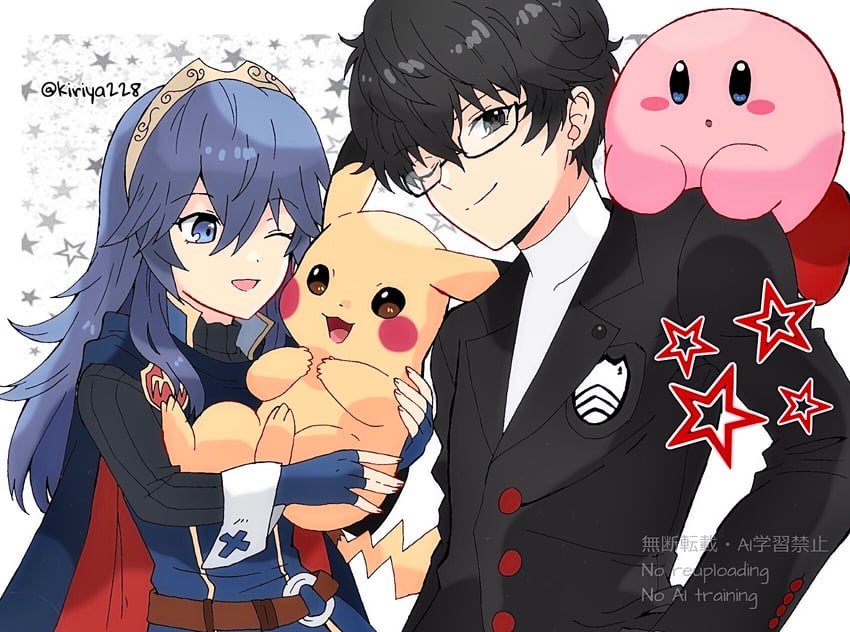 pikachu, kirby, lucina, and amamiya ren (pokemon and 6 more) drawn by kiriya_(552260)