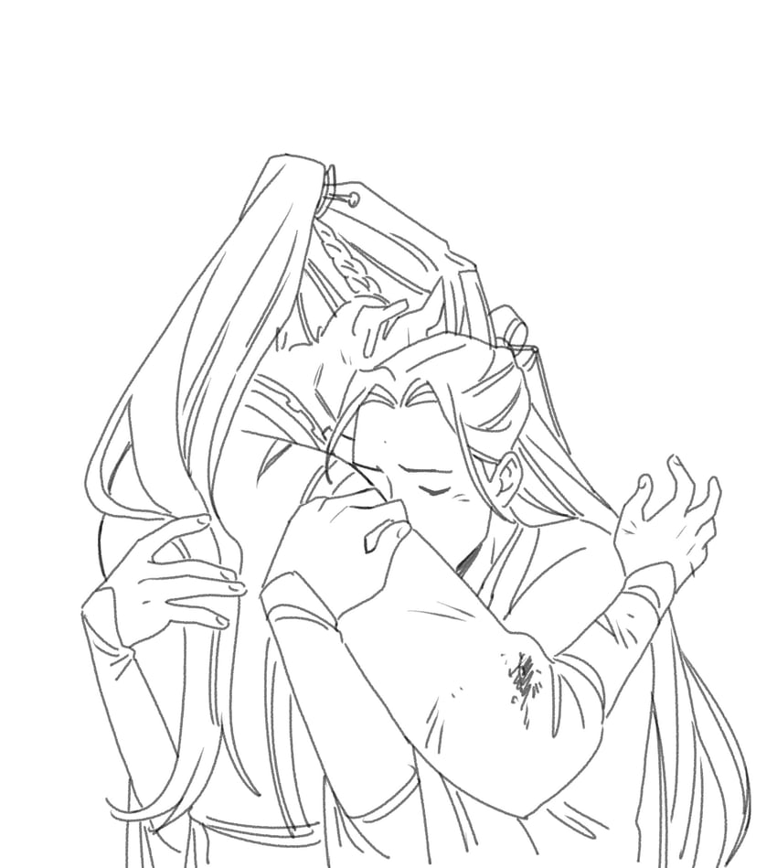 shen qingqiu and liu qingge (renzha fanpai zijiu xitong) drawn by bonesbunns