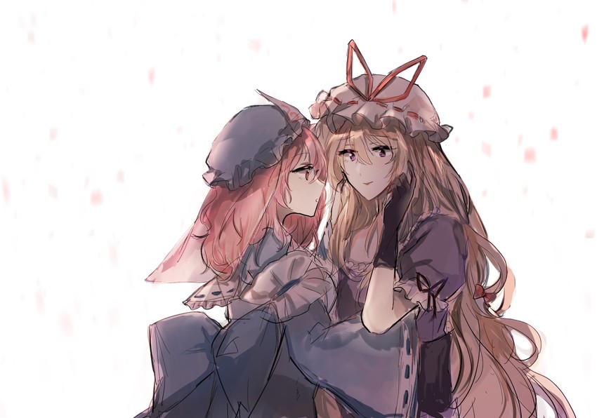 yakumo yukari and saigyouji yuyuko (touhou) drawn by hu_su