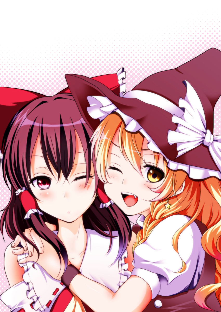 hakurei reimu and kirisame marisa (touhou) drawn by neko_neko_koneko