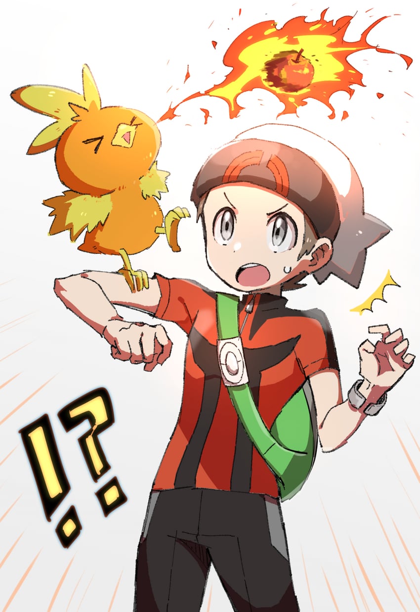 brendan and torchic (pokemon and 1 more) drawn by mikanbako_(aitatadon3)