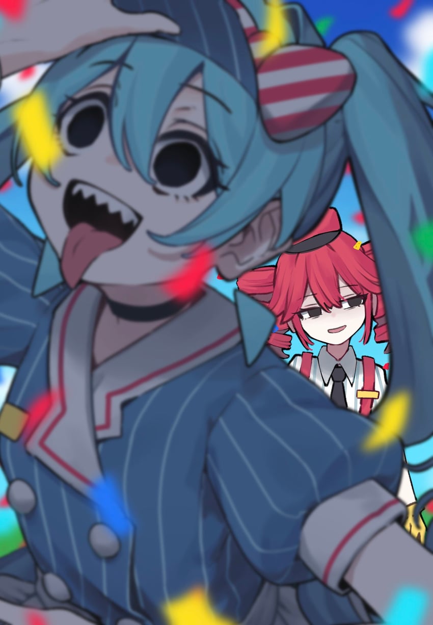 hatsune miku and kasane teto (vocaloid and 2 more) drawn by garasuno