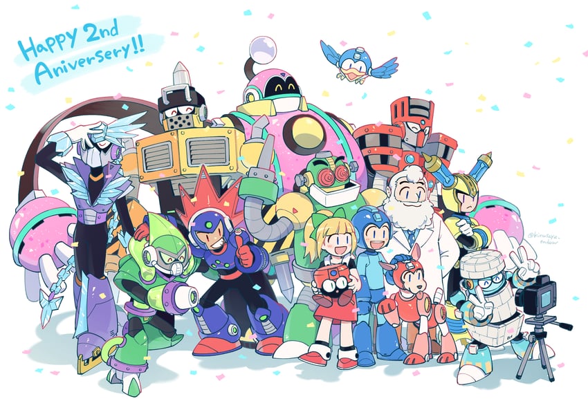 roll, mega man, rush, dr. light, beat, and 10 more (mega man and 1 more) drawn by kinusaya_endow