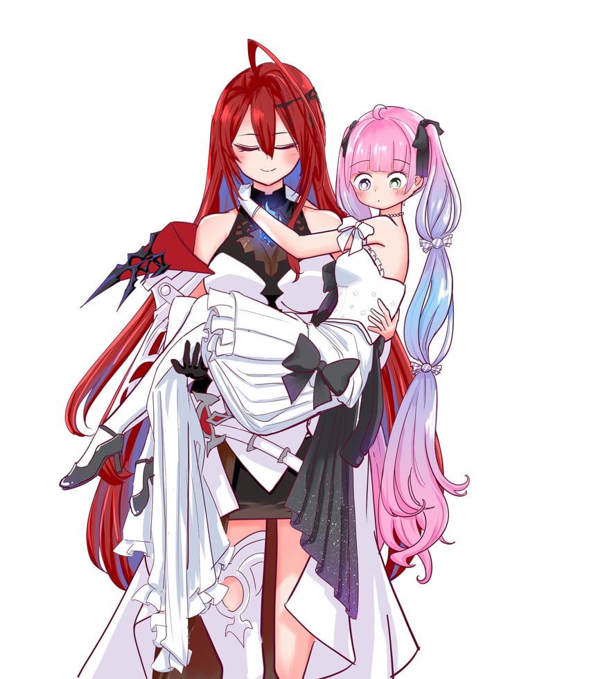 himemori luna and elizabeth rose bloodflame (hololive and 1 more) drawn by gouchoro