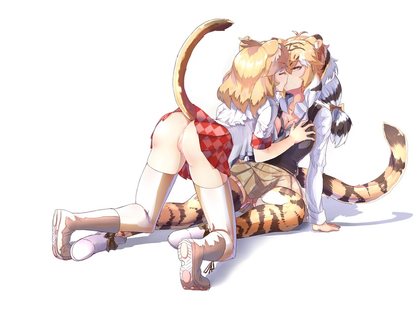 lion and siberian tiger (kemono friends) drawn by boy_(pixiv17542438)