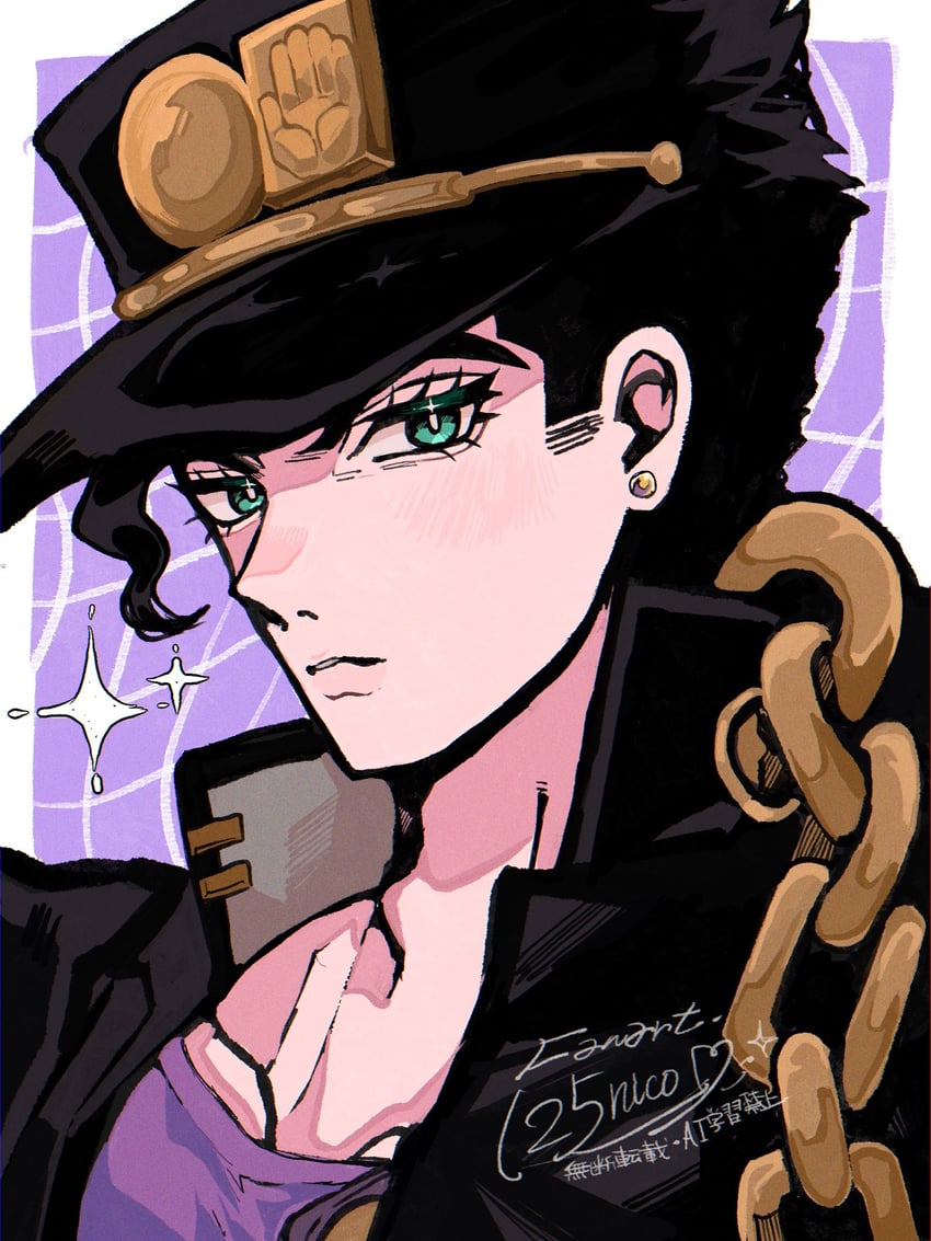 kujo jotaro (jojo no kimyou na bouken and 1 more) drawn by 25nc8