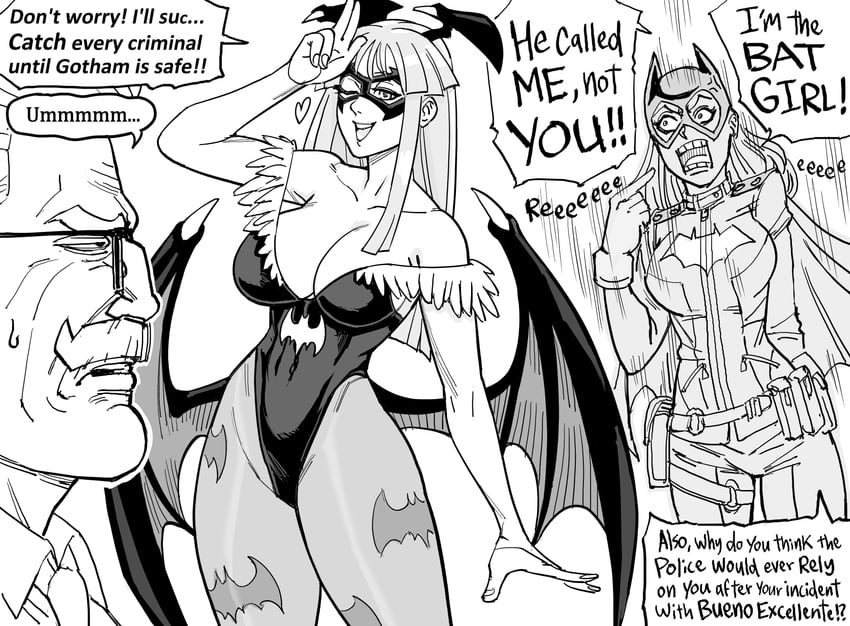 morrigan aensland, batgirl, barbara gordon, and james gordon (darkstalkers and 2 more) drawn by bb_(baalbuddy)