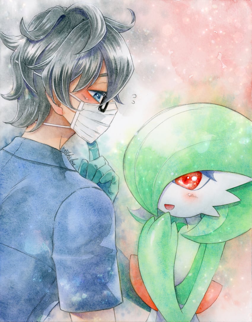 gardevoir and doctor (pokemon and 1 more) drawn by @_ichiba