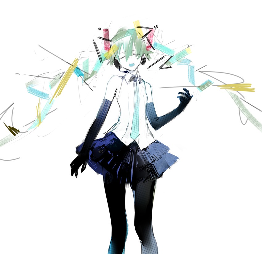 hatsune miku (vocaloid and 1 more) drawn by yyb