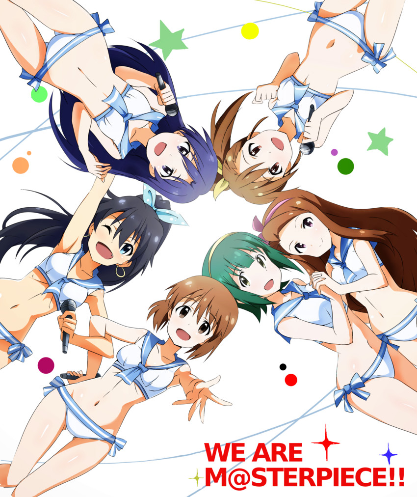 kisaragi chihaya, minase iori, ganaha hibiki, hagiwara yukiho, futami mami, and 1 more (idolmaster) drawn by tokiani