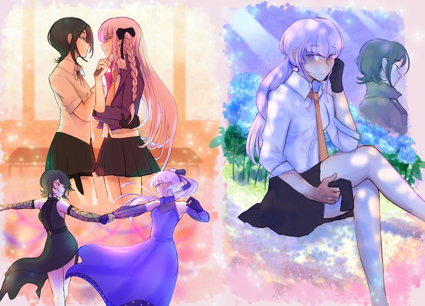 kirigiri kyoko and ikusaba mukuro (danganronpa and 2 more) drawn by twinklelitchii