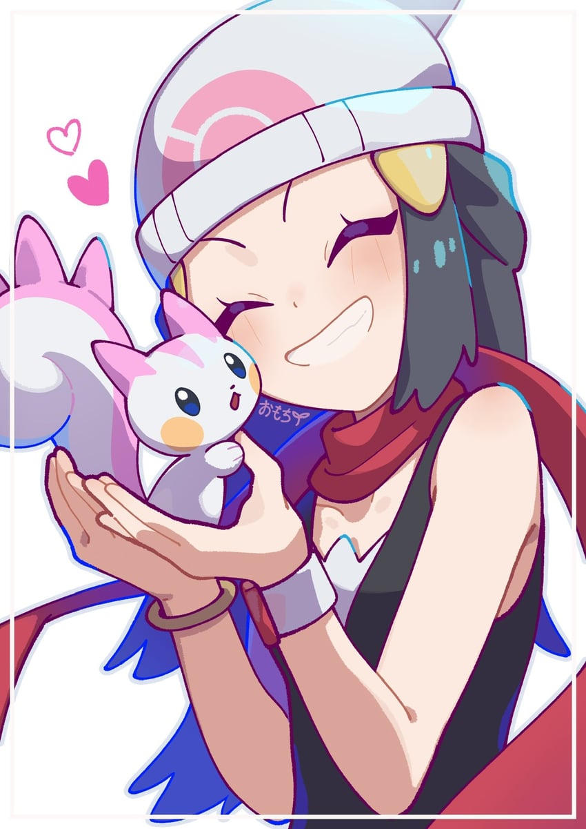 dawn and pachirisu (pokemon and 1 more) drawn by omochi_(omotimotittona3)