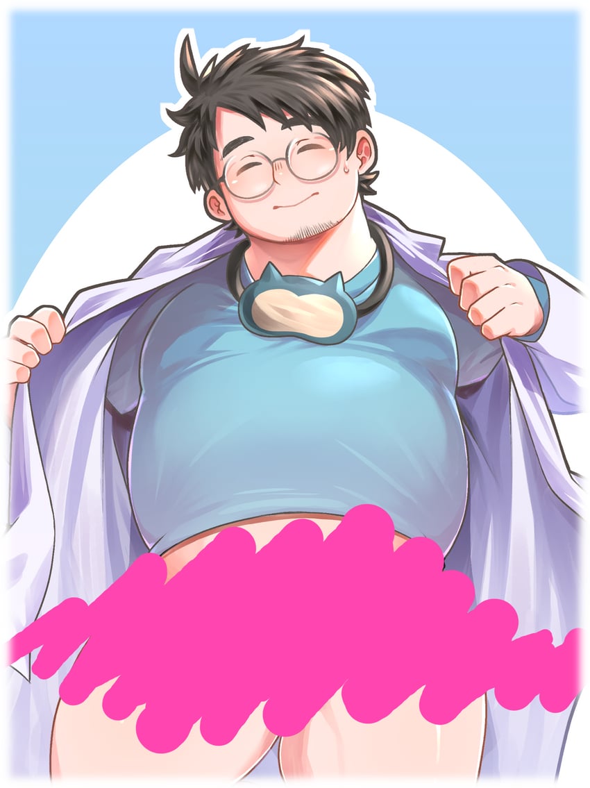 snorlax and professor neroli (pokemon and 1 more) drawn by osu_(osumankokuou)