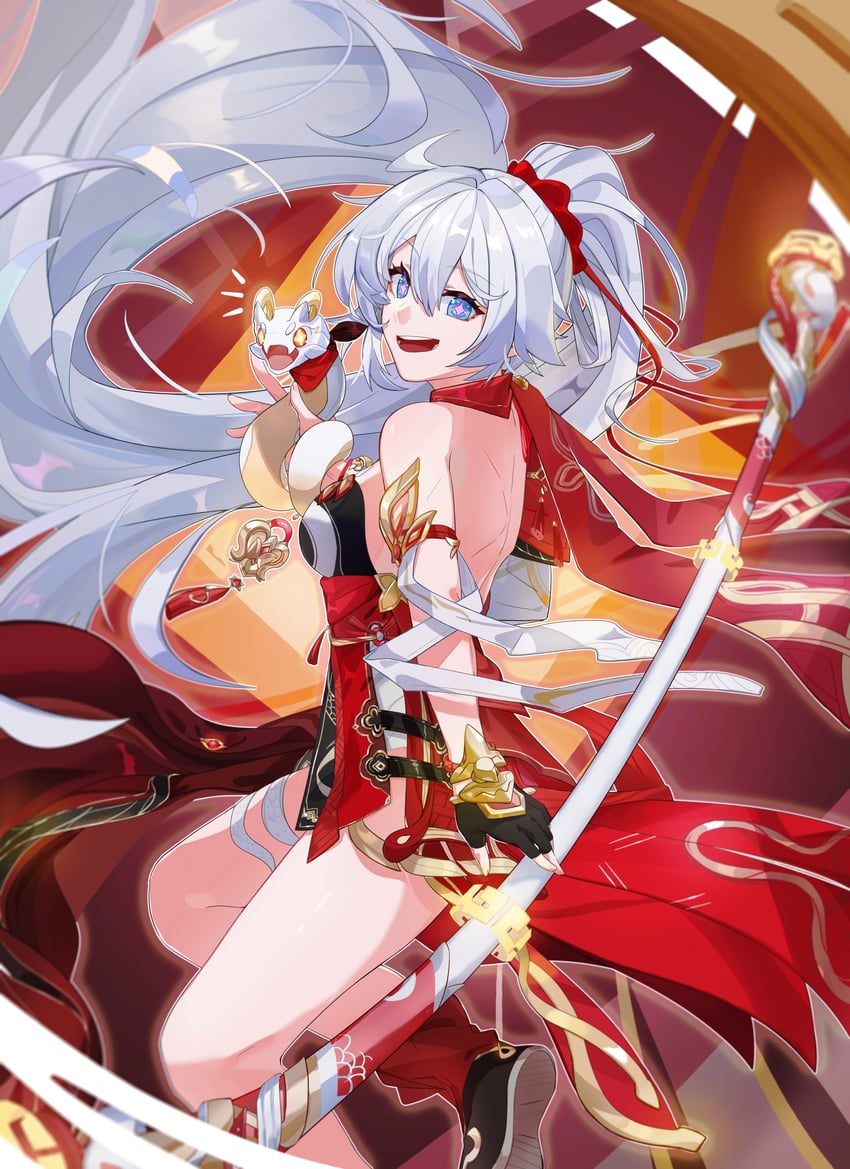 kiana kaslana and rice cake (honkai and 1 more) drawn by meng8866